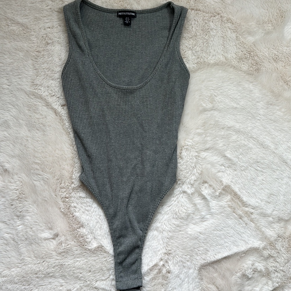 Pretty Little Things Gray Thong Bodysuit